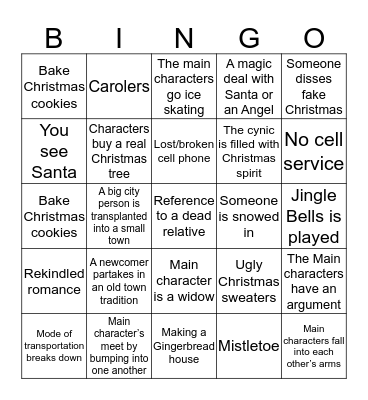 Hallmark Movie Bingo Card
