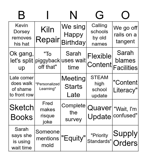Racoon Bingo Card