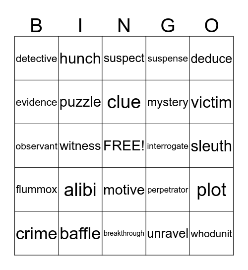 Mystery Bingo Card