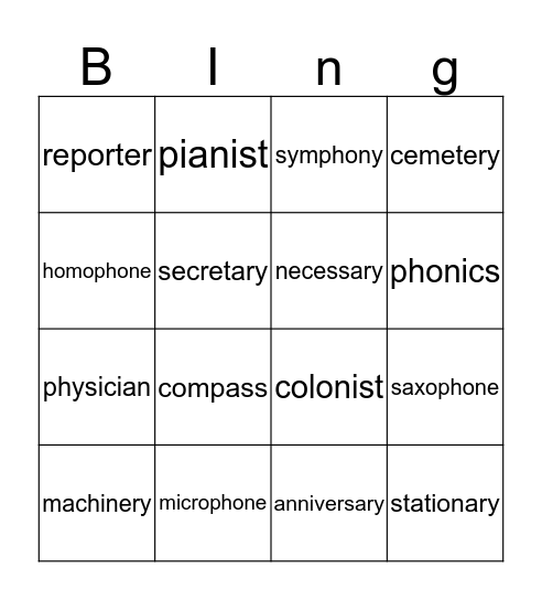 Week 11-4 5th grade Bingo Card