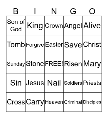 Easter Bingo Card