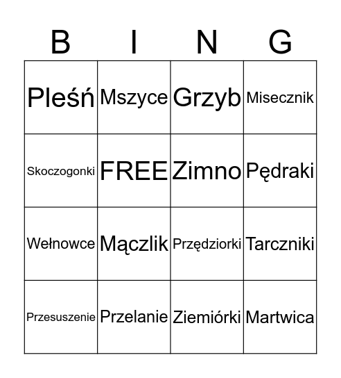 Pechowe doświadczenie  Bingo Card