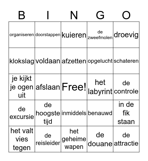 Woordenschat thema 3 Bingo Card