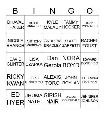 Verizon Leadership Bingo with Bryce Bingo Card