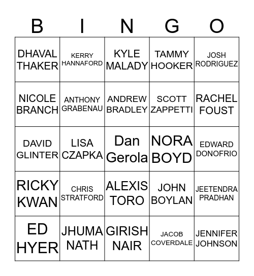 Verizon Leadership Bingo with Bryce Bingo Card