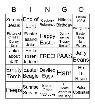 Easter Status Bingo Card