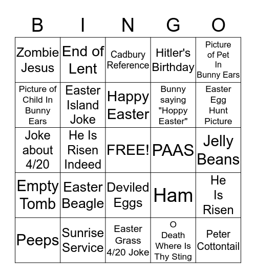 Easter Status Bingo Card