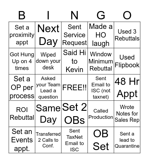 BINGO 11.5.2019 Bingo Card