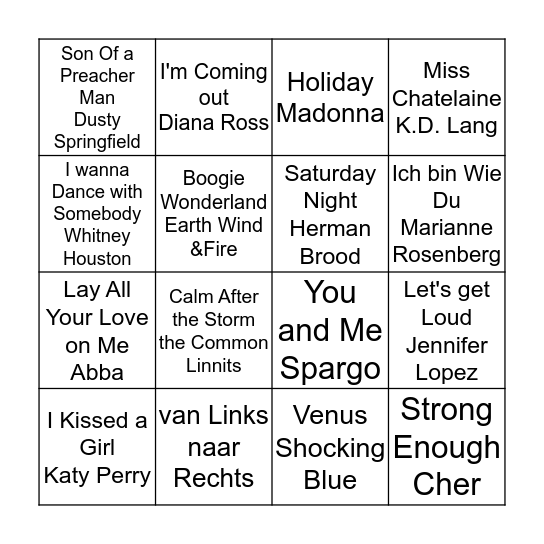 DUTCH SWINGO Bingo Card