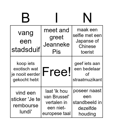 Brussel Bingo Card