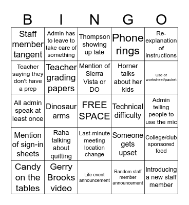 SBCT Bingo Card