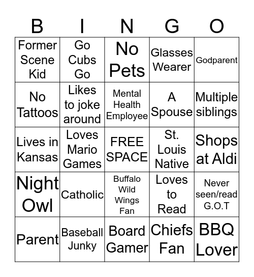 How similar are you to David?  Bingo Card