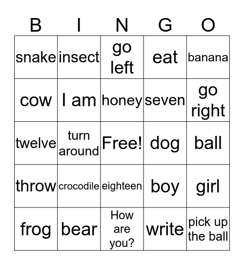 Unit 1 - part 1 Bingo Card