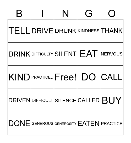 REVIEW Bingo Card