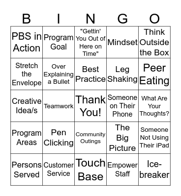 Meeting Bingo Card