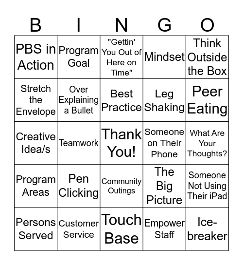 Meeting Bingo Card