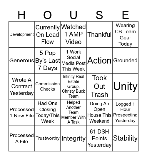 REAL ESTATE BINGO Card