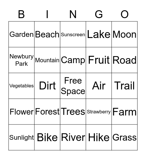 Outdoor Bingo Card