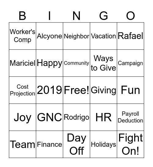 Good Neighbors Campaign Bingo Card