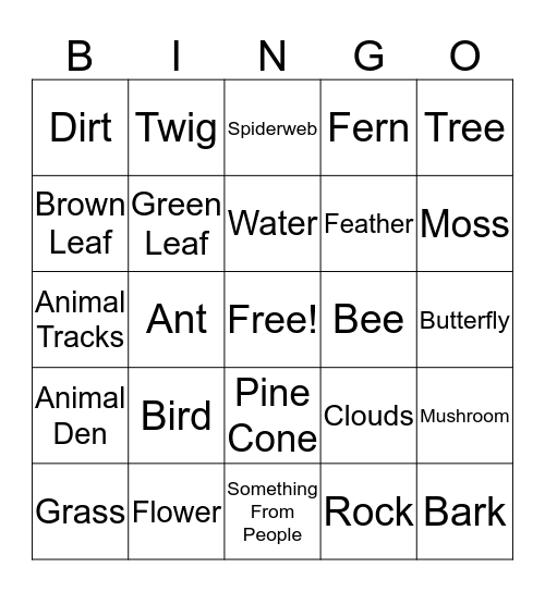 Nature Bingo - Kid Edition Bingo Card