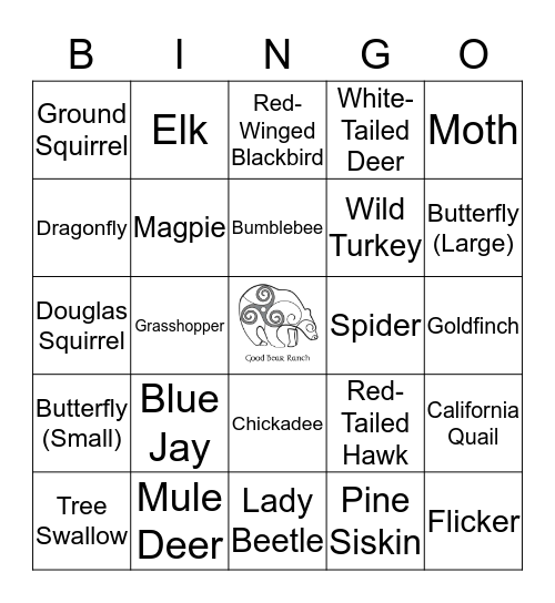 Wildlife Bingo Card