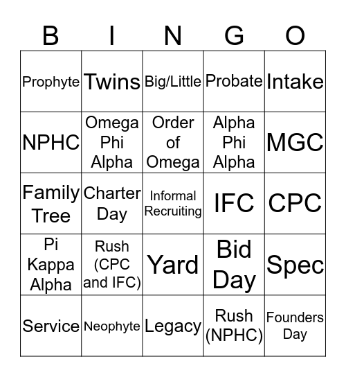 Community Education Bingo Card