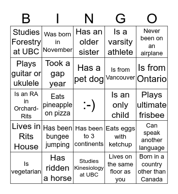 THE OC-RITS GALA Bingo Card