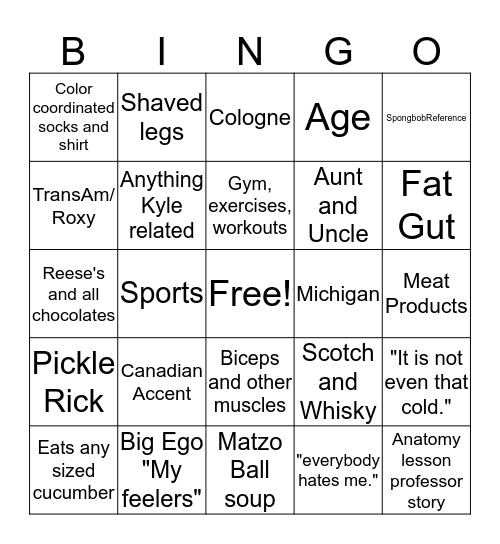Jakeisms Bingo Card