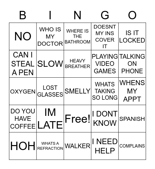 EMILY Bingo Card