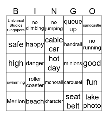Sentosa Bingo Card