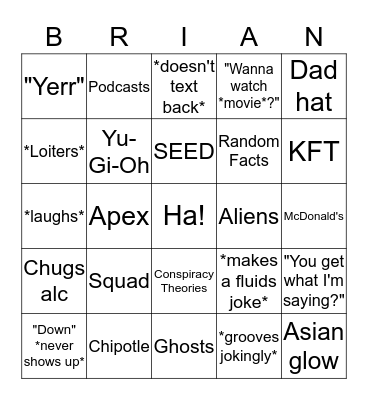 Brian Bingo Ha Bingo Card