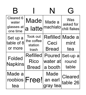 Back-Wait Bingo Card