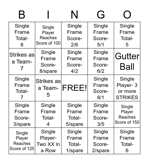 QA Bowling Bingo Card