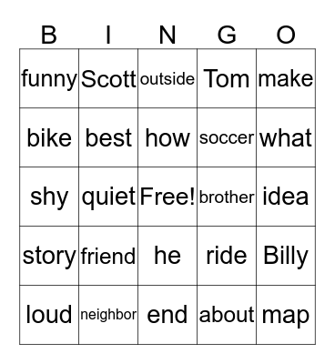 My Best Friend Bingo Card