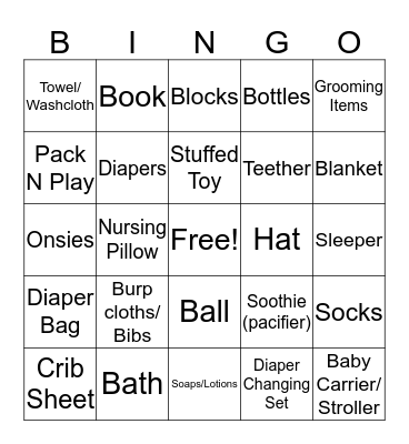 Gift Bingo Card