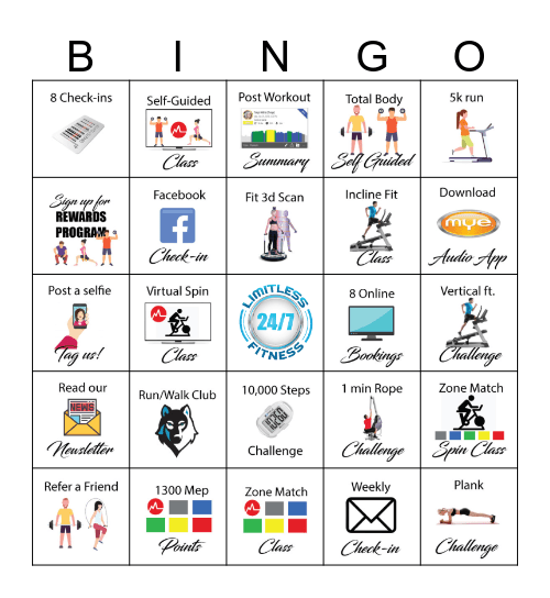 Limitless Fitness Bingo Card