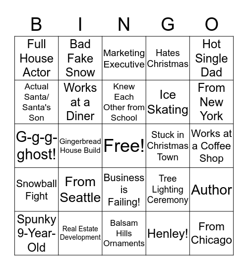 Hallmark Christmas Movie Bingo Card