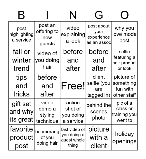 Social Media BIngo II Bingo Card