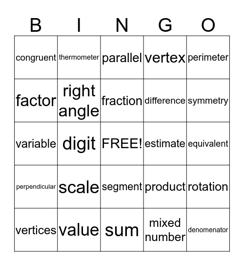 MCA Bingo Card