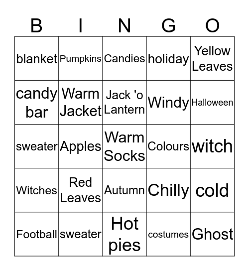 FALL Bingo Card