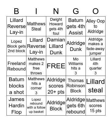 Blazer Bingo  Bingo Card