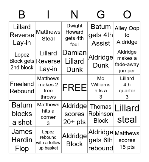 Blazer Bingo  Bingo Card
