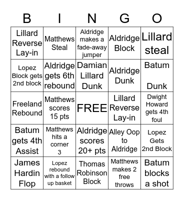 Blazer Bingo  Bingo Card