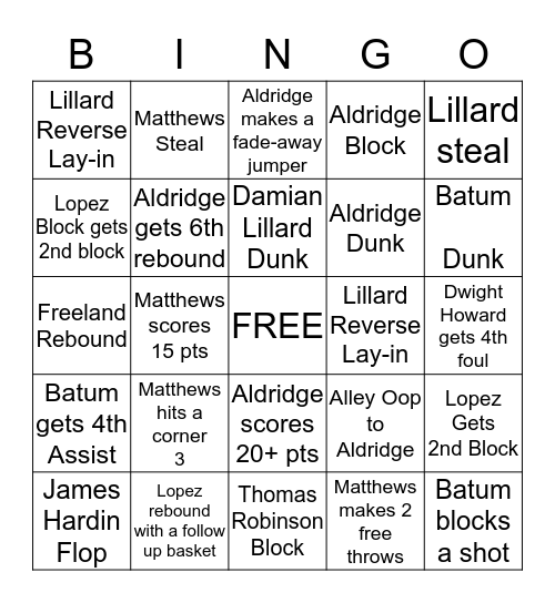 Blazer Bingo  Bingo Card