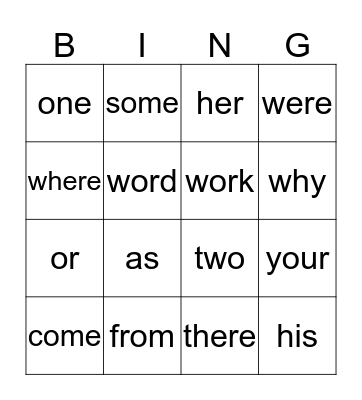 1Q HFW Bingo Card