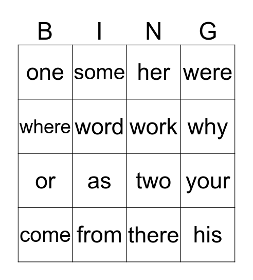 1Q HFW Bingo Card