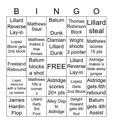 Blazer Bingo  Bingo Card