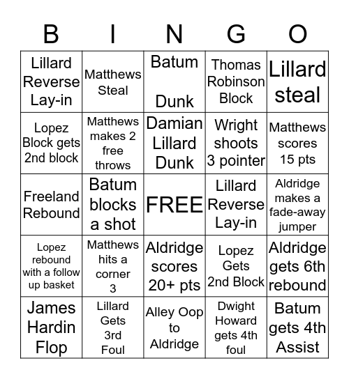 Blazer Bingo  Bingo Card