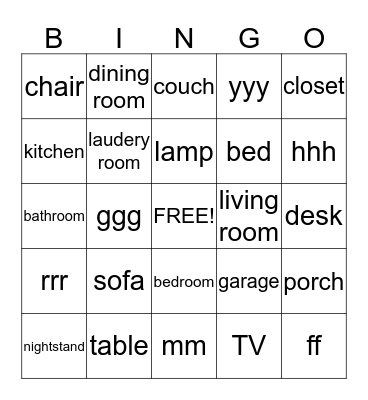 Housing Bingo Card