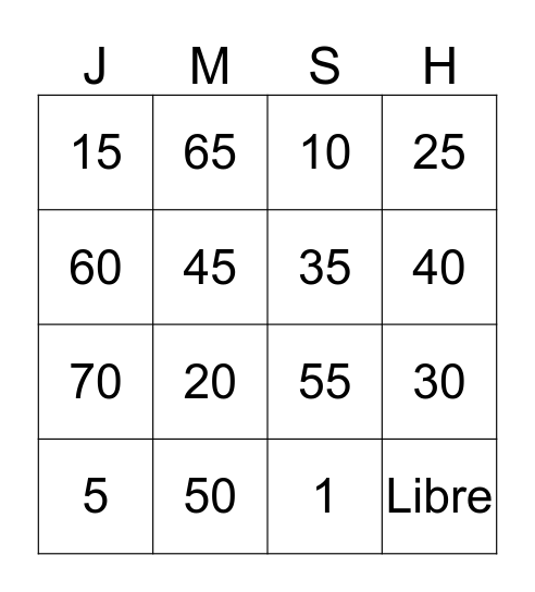 Citizenship Bingo Card